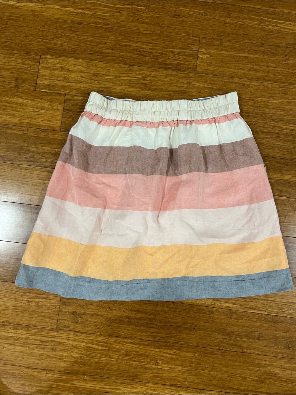 LOFT Striped A-Line Skirt in Pink, Cream & Blue-Grey